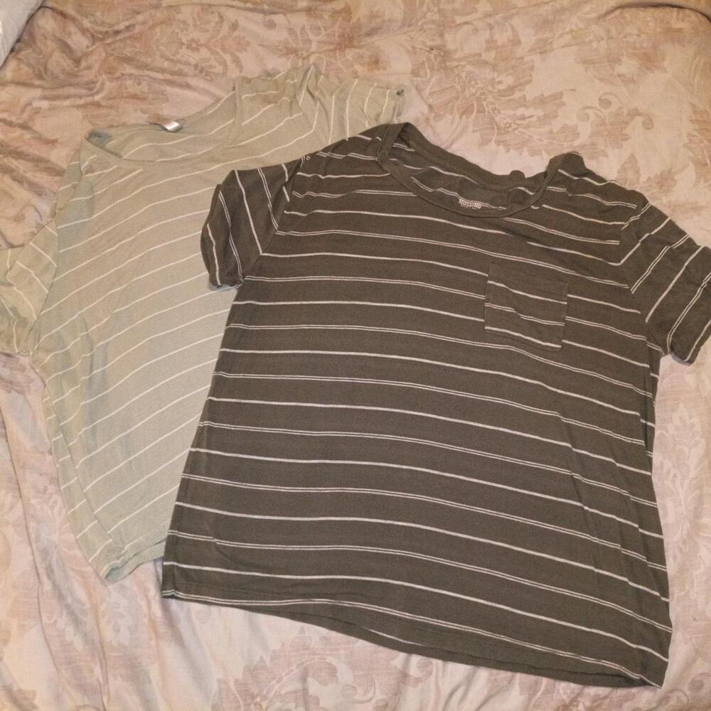 White and green striped cropped